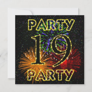 Invitación a la fiesta de 19 años con fuegos artif