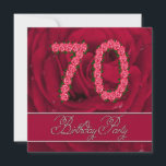 Invitación a la fiesta de 70 años con rosas<br><div class="desc">Elegante invitación de cumpleaños con montones de rosas rojas! Los números se forman de docenas de rosas rojas. Una invitación que usted puede personalizar y hacer única para usted.</div>