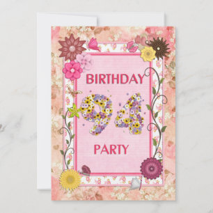 Invitación a la fiesta de 94º cumpleaños con marco