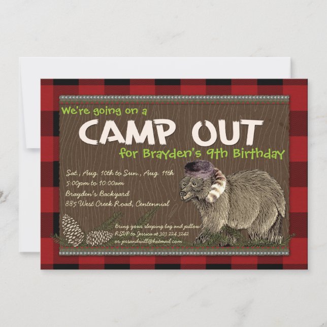 Invitación a la fiesta de acampada (Anverso)