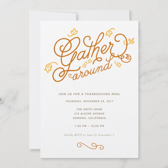 Invitación a la fiesta de Acción de Gracias (Anverso)