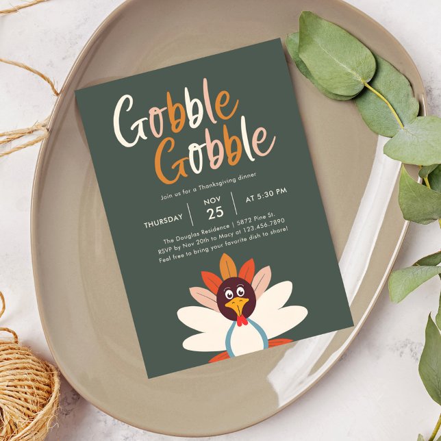 Invitación a la fiesta de Acción de Gracias Gobble (Subido por el creador)