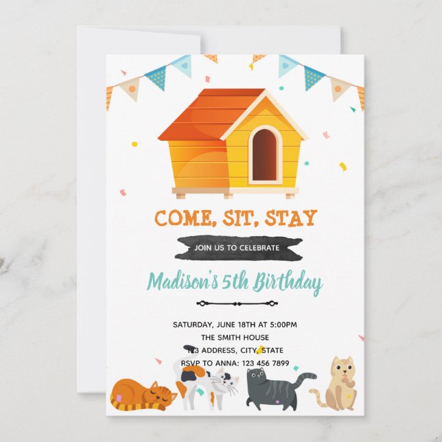 Invitación a la fiesta de adopción de gatitos gita (Anverso)