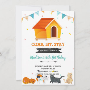 Invitación a la fiesta de adopción de gatitos gita