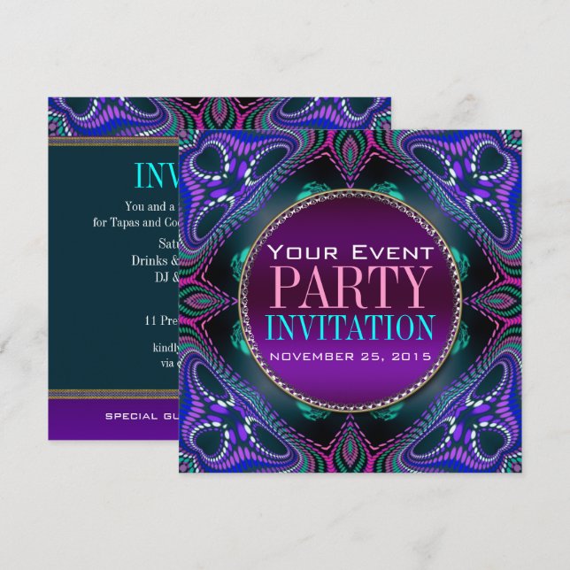 Invitación a la fiesta de adultos con luz negra ps (Anverso / Reverso)