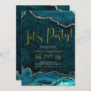 Invitación a la fiesta de Agate, verde azulado y o