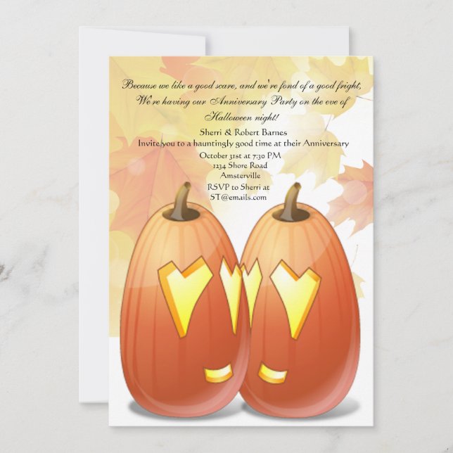 Invitación a la fiesta de amor de Halloween (Anverso)