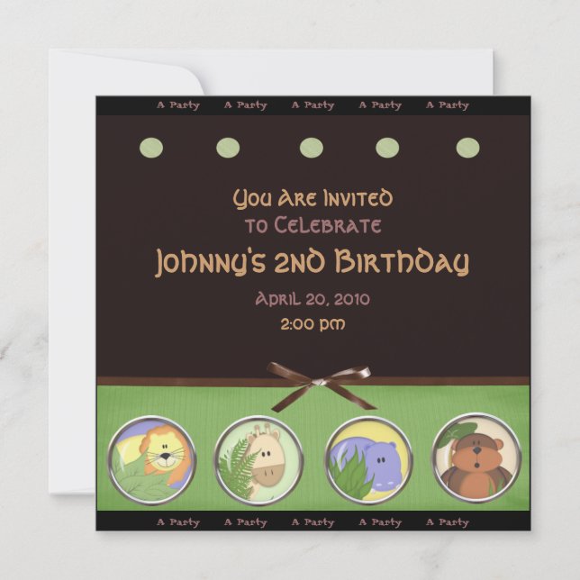 Invitación a la fiesta de animales de la jungla (Anverso)