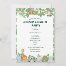 Invitación a la fiesta de animales de la jungla pe