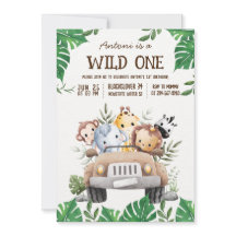 Invitación a la fiesta de animales de la selva Saf