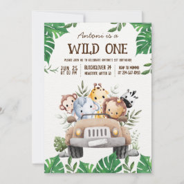 Invitación a la fiesta de animales de la selva Saf