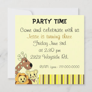 Invitación a la fiesta de animales del zoológico