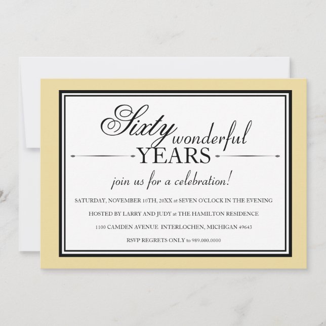 Invitación a la fiesta de aniversario de 60 años (Anverso)