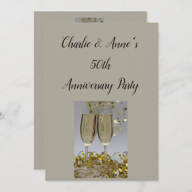 Invitación a la fiesta de aniversario de Champagne (Anverso / Reverso)
