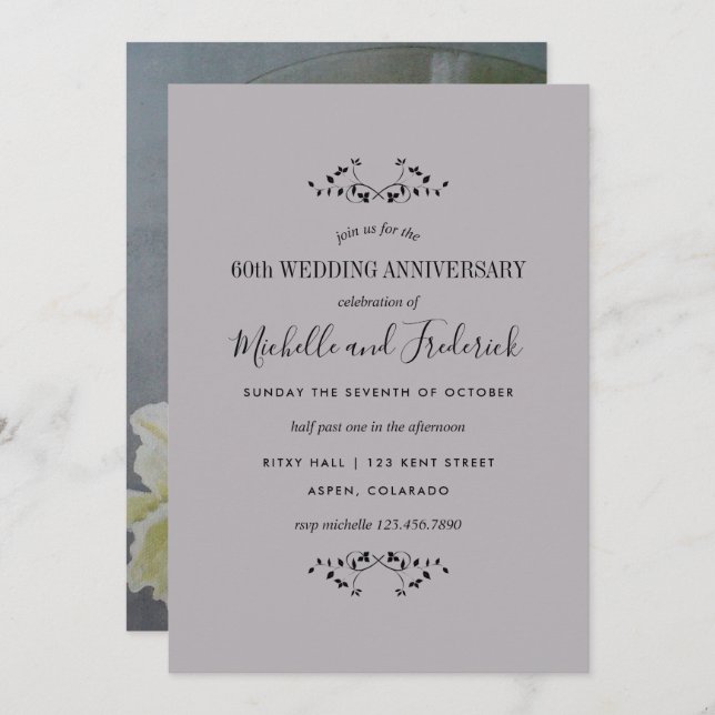 Invitación a la fiesta de aniversario de diamante  (Anverso / Reverso)