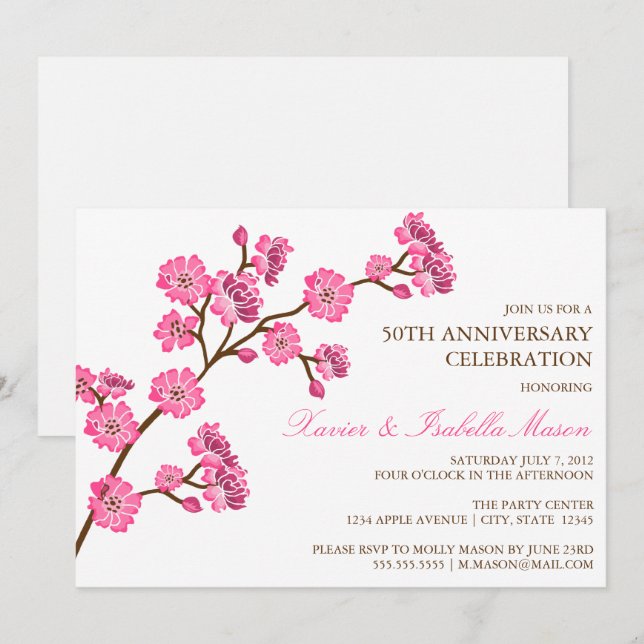 Invitación a la fiesta de aniversario de Flor de C (Anverso / Reverso)