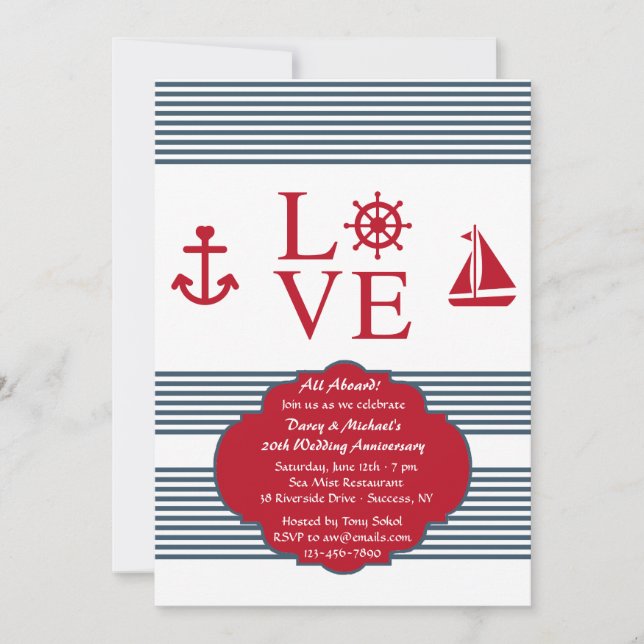 Invitación a la Fiesta de Aniversario de Love Sail (Anverso)