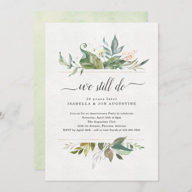 Invitación a la fiesta de aniversario floral en ac (Anverso / Reverso)