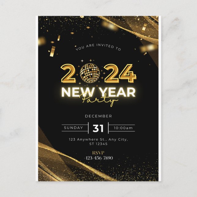 Invitación a la fiesta de Año Nuevo 2024 (Anverso)