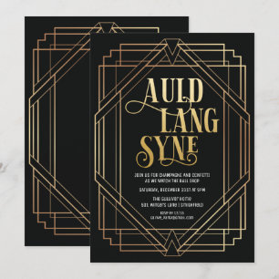 Invitación a la fiesta de Año Nuevo Art Deco