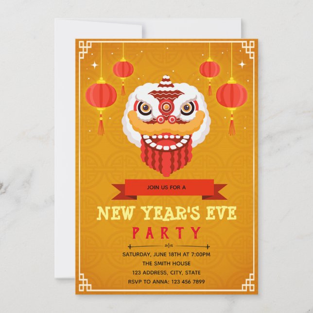 Invitación a la fiesta de año nuevo con danza del  (Anverso)