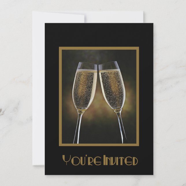 Invitación a la fiesta de Año Nuevo de Champagne (Reverso)
