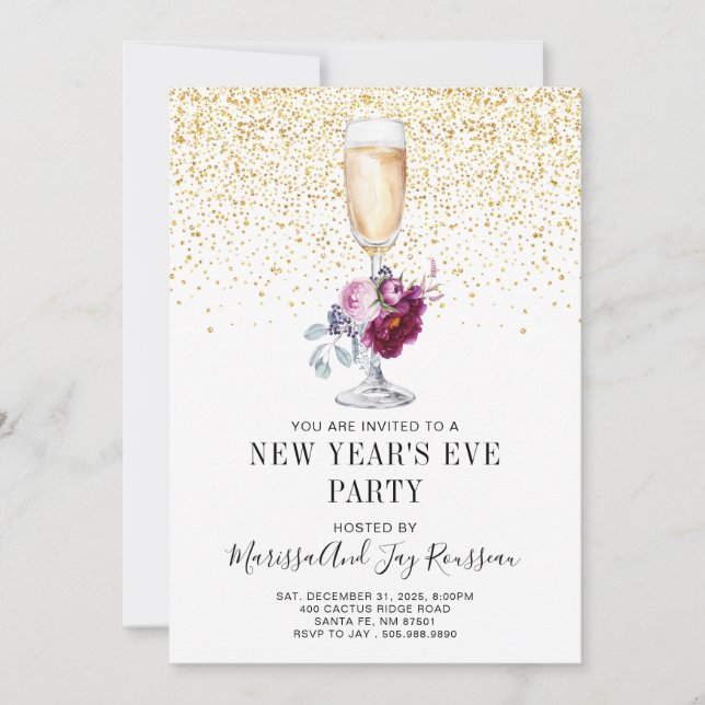 Invitación a la fiesta de Año Nuevo de Champagne G (Anverso)