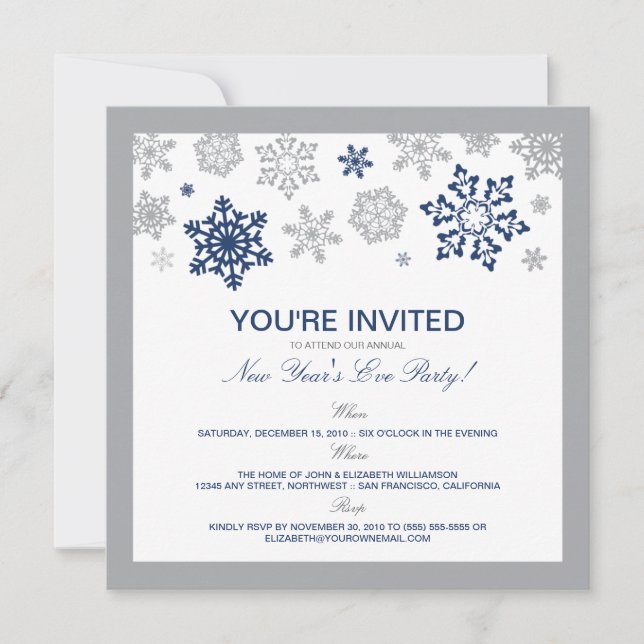 Invitación a la fiesta de Año Nuevo de la Nieve de (Anverso)