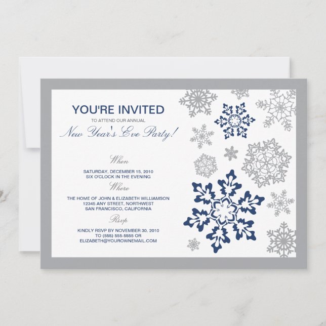 Invitación a la fiesta de Año Nuevo de la Nieve de (Anverso)