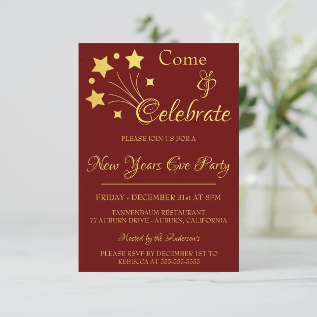 Invitación a la fiesta de Año Nuevo de los fuegos  (Anverso de pie)