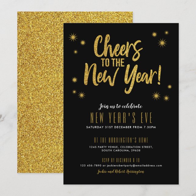 Invitación a la fiesta de Año Nuevo del Purpurina  (Anverso / Reverso)
