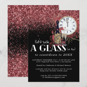 Invitación a la fiesta de Año Nuevo Glitz y Glamou