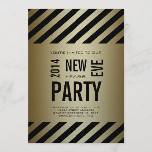 Invitación a la fiesta de Año Nuevo Gold Black Mod