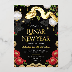 Invitación a la fiesta de Año Nuevo Lunar floral d