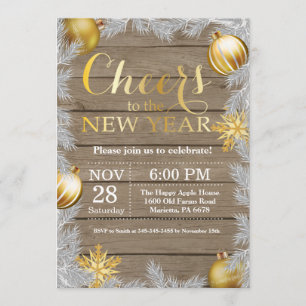 Invitación a la fiesta de Año Nuevo Rustico