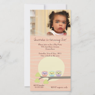 Invitación a la Fiesta de Apricot Owls Girls Birth