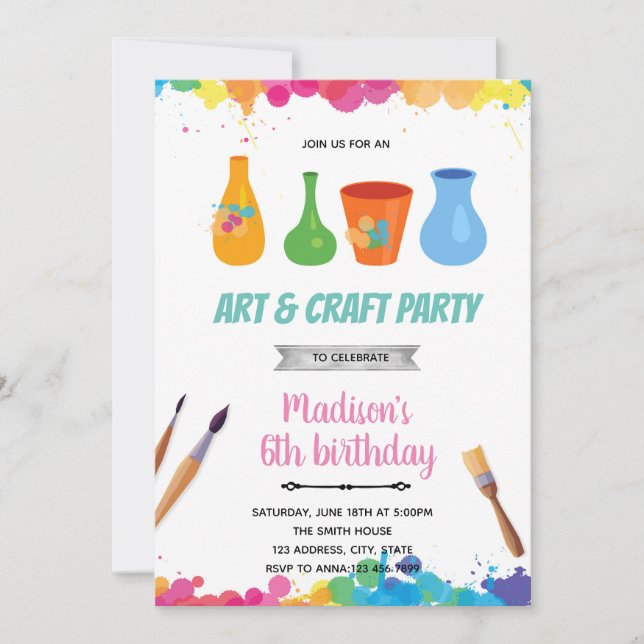 Invitación a la fiesta de arte de pintura de cerám (Anverso)