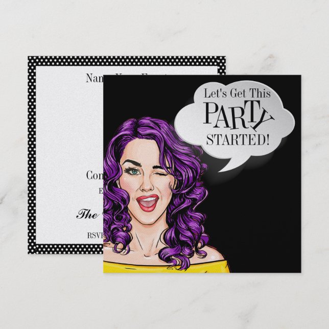 Invitación a la fiesta de arte pop (Anverso / Reverso)
