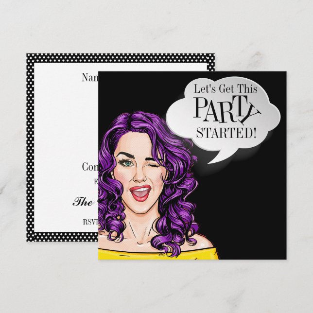 Invitación a la fiesta de arte pop (Anverso / Reverso)