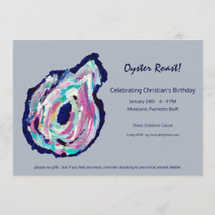 Invitación a la fiesta de asado de ostras en gris 
