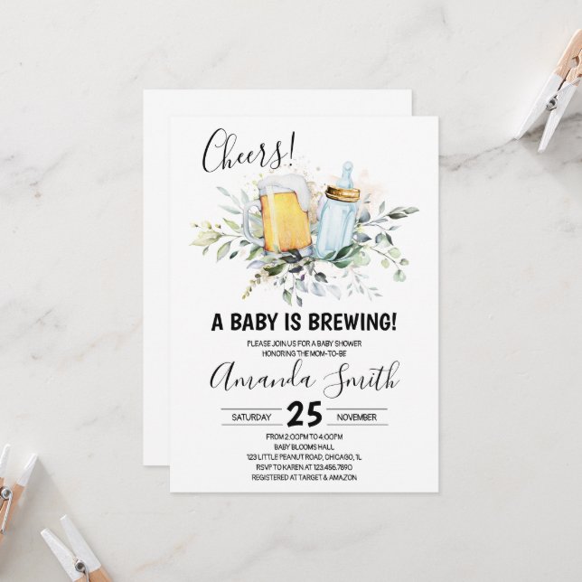 Invitación a la fiesta de Baby is Brewing (Anverso/Reverso In Situ)