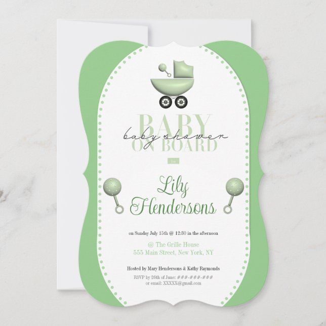 Invitación a la fiesta de Baby Shower Baby on Boar (Anverso)