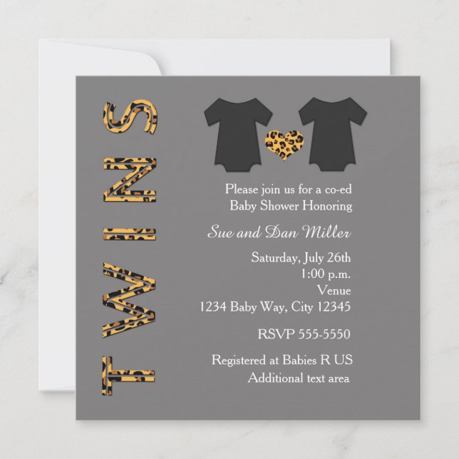 Invitación a la fiesta de Baby Shower Cheetah de m (Anverso)