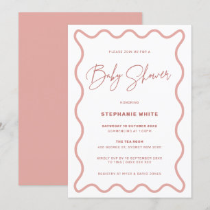 Invitación a la fiesta de Baby Shower de borde ond