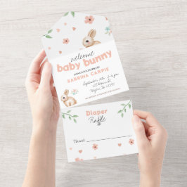 Invitación a la fiesta de baby shower de conejito 