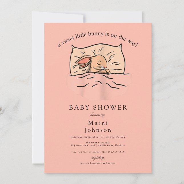 Invitación a la Fiesta de Baby Shower de Conejito  (Anverso)