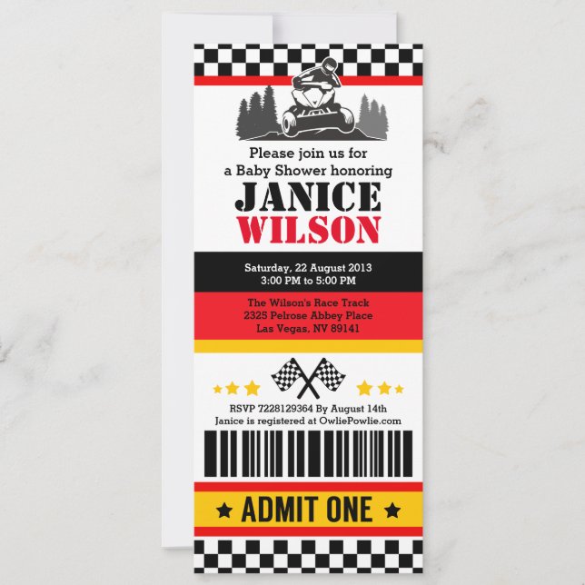 Invitación a la fiesta de Baby Shower de cuatro ru (Anverso)