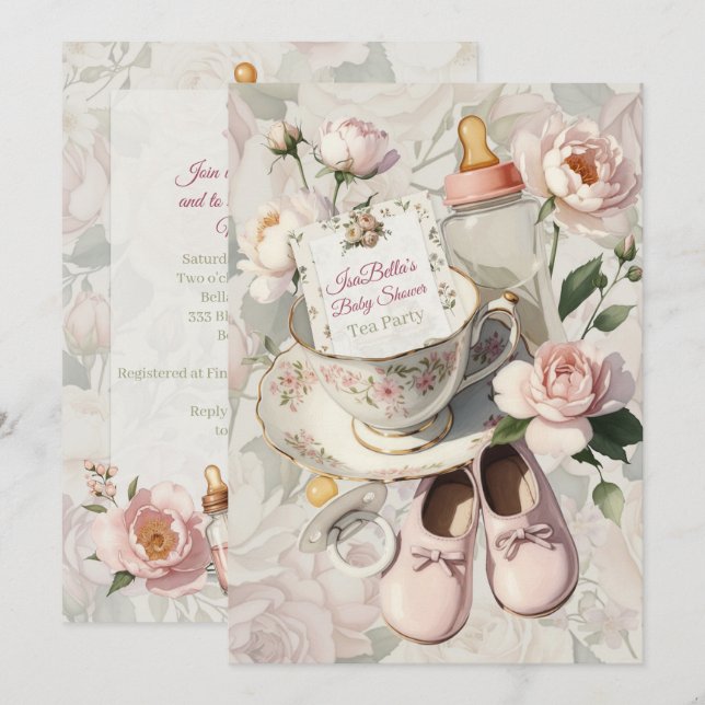 Invitación a la Fiesta de Baby Shower de First Blo (Anverso / Reverso)