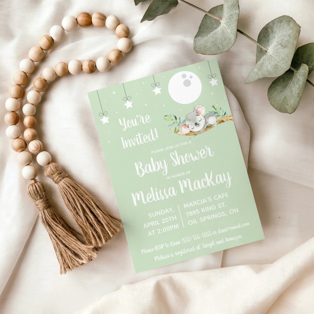 Invitación a la fiesta de baby shower de koala dur (Subido por el creador)