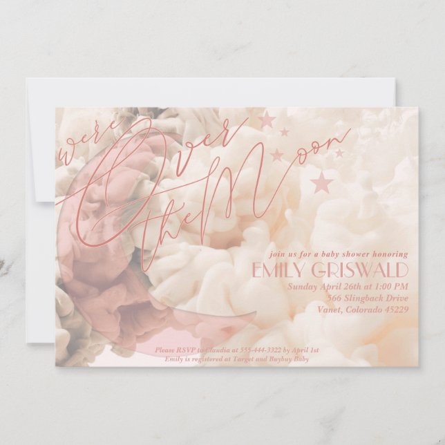 Invitación a la Fiesta de Baby Shower de la Luna G (Anverso)